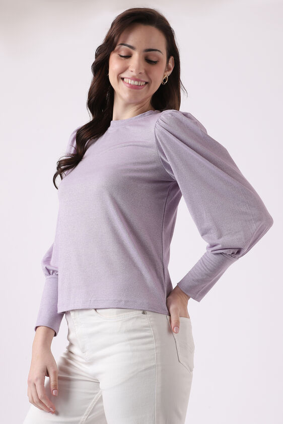 Lilac Self Design Straight Top, Lilac, image 4